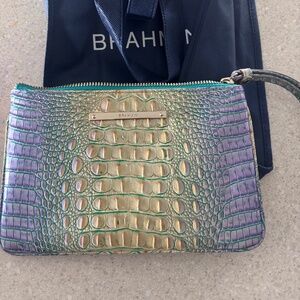 Brahmin Daisy Wristlet Ombre Green, Turquoise,  & Purple